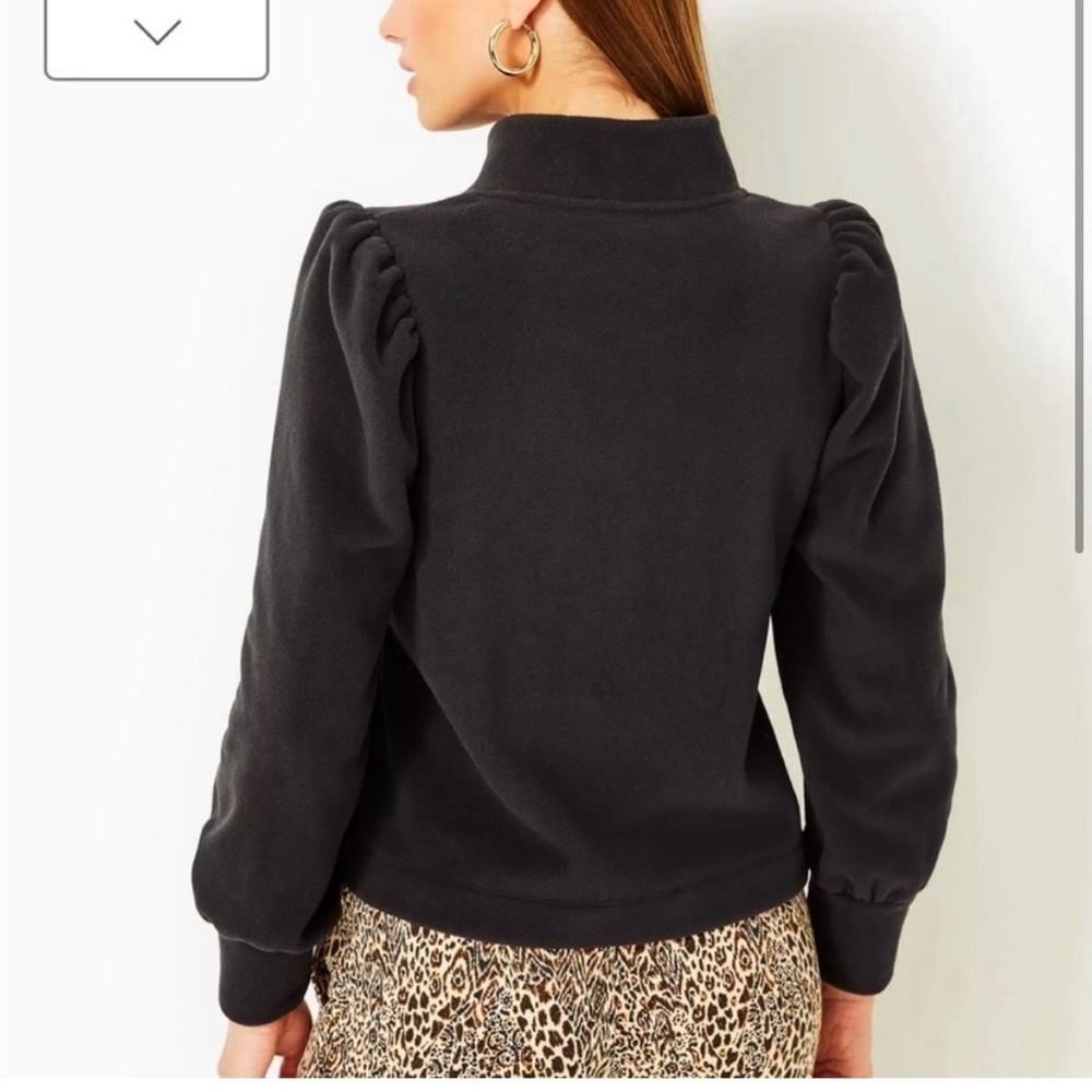NWT Lilly Pulitzer Cabello Fleece Zip Up Black Ruffle Sz XXS - Picture 3 of 7
